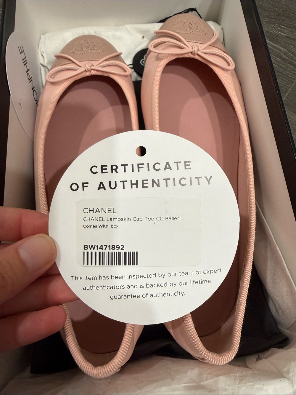 CHANEL 23K Lambskin CC Cap Toe Ballet Flats Pink 37 G02819 Box Authentic - Picture 5 of 6